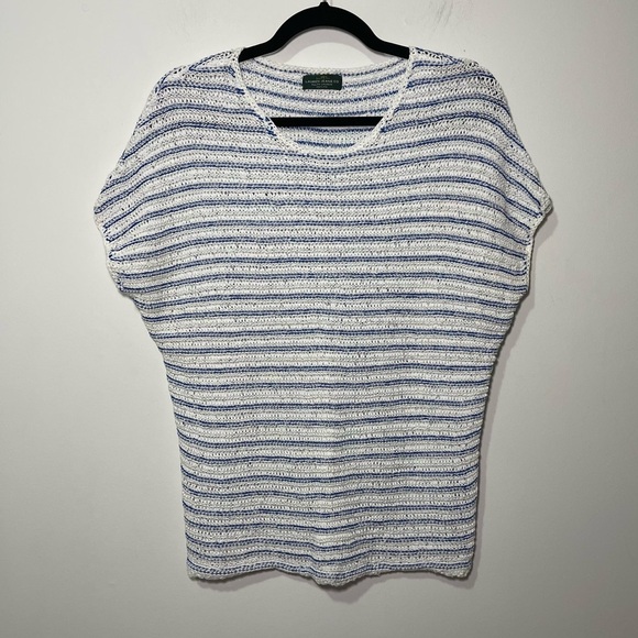 Polo Ralph Lauren Tops - Lauren Ralph Lauren Blue White Striped Open Knit Short Sleeve coastal Top MP